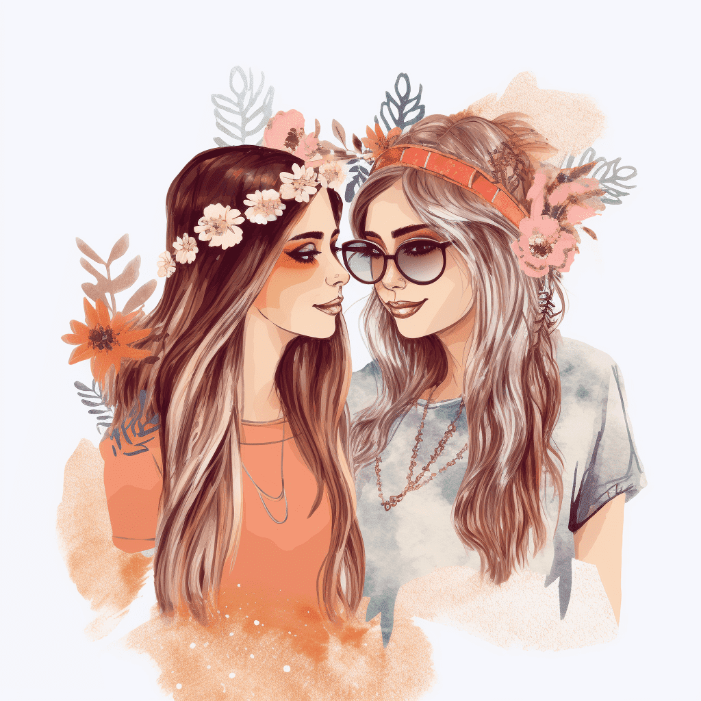 illustration, hair, ideas, BFF, colours, drawings, fiends | Best friend  drawings, Bff drawings, Drawings of friends