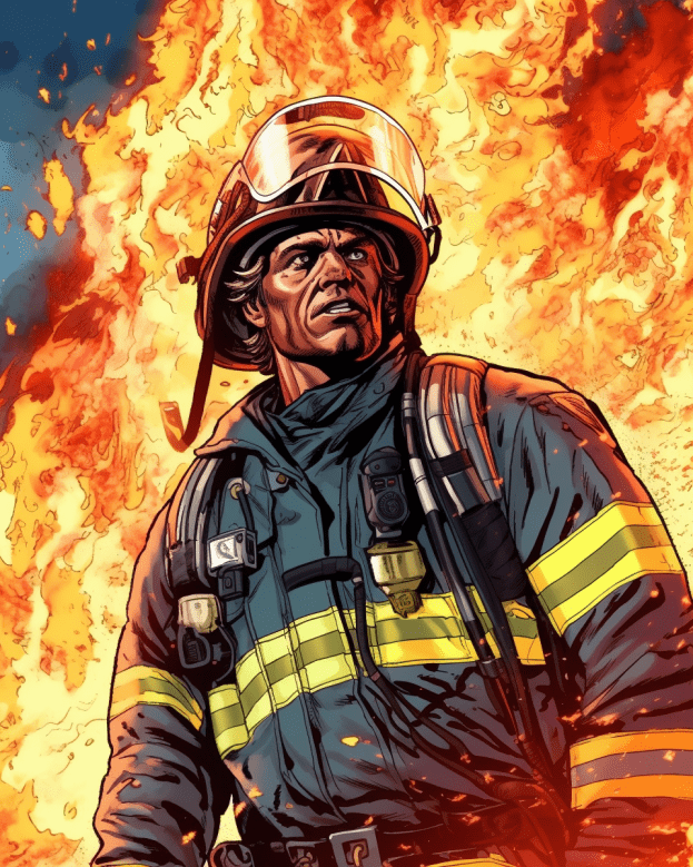 Comic Book Firefighter Free Midjourney Prompt 5