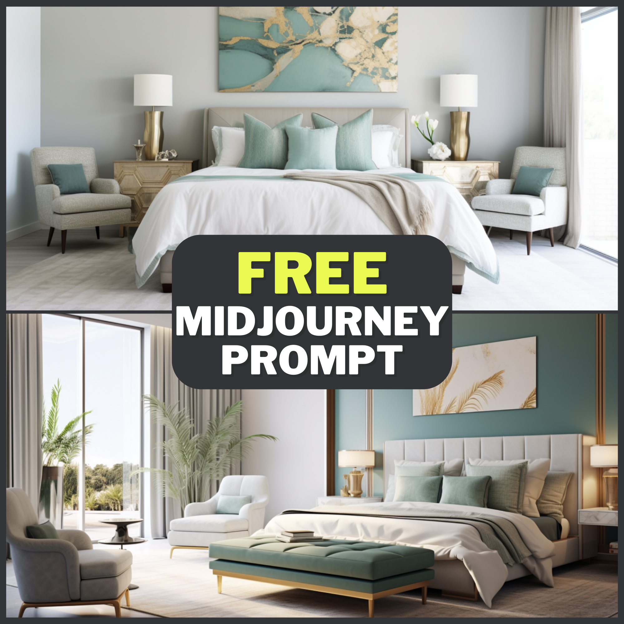 Gold White Bedroom Free Midjourney Prompt 1