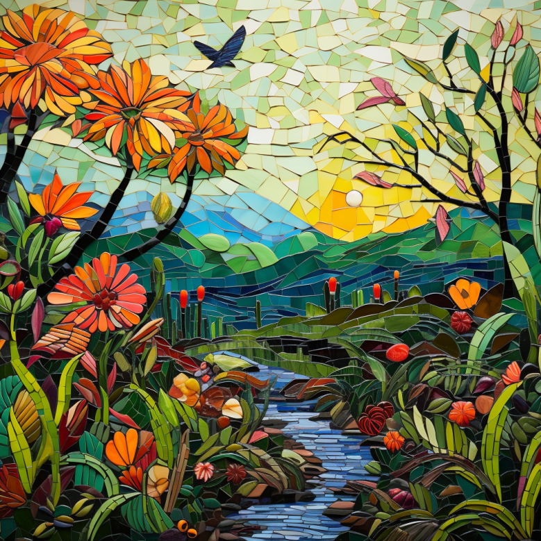 Nature Mural Mosaic Free Midjourney Prompt 2