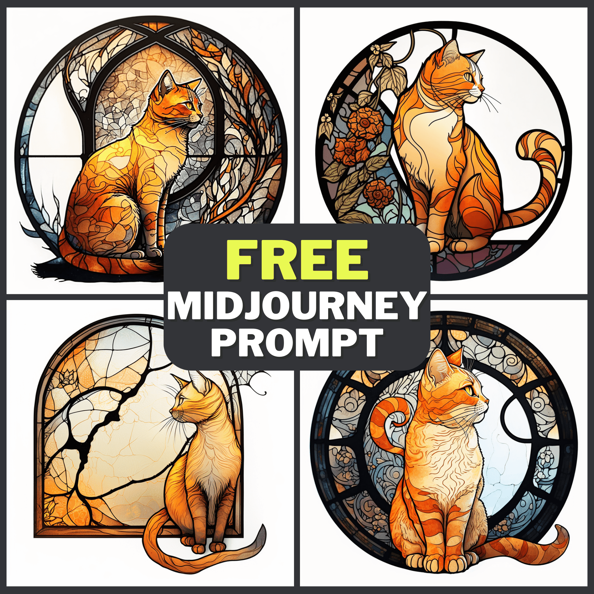 Stained Glass Cat Free Midjourney Prompt