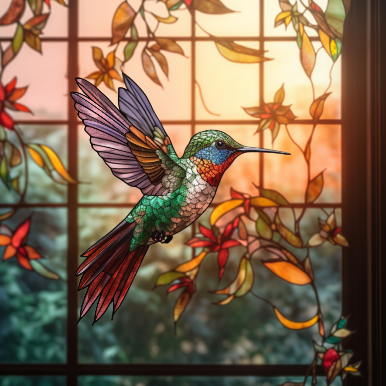 Stained Glass Hummingbird Free Midjourney Prompt 3