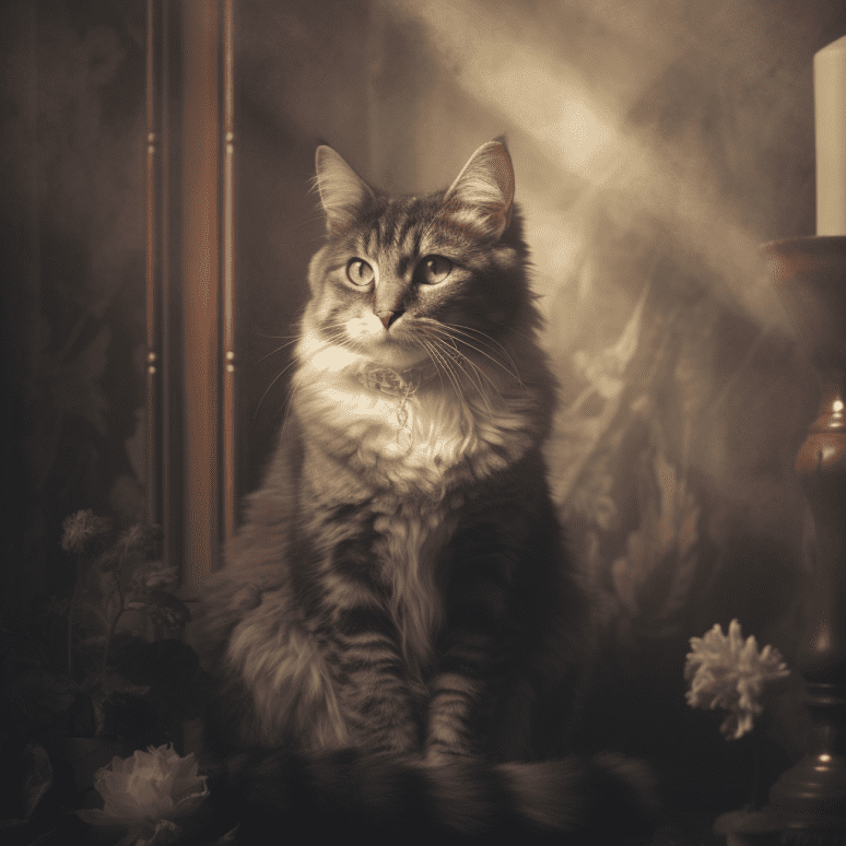 Vintage Cat Portrait Free Midjourney Prompt 5