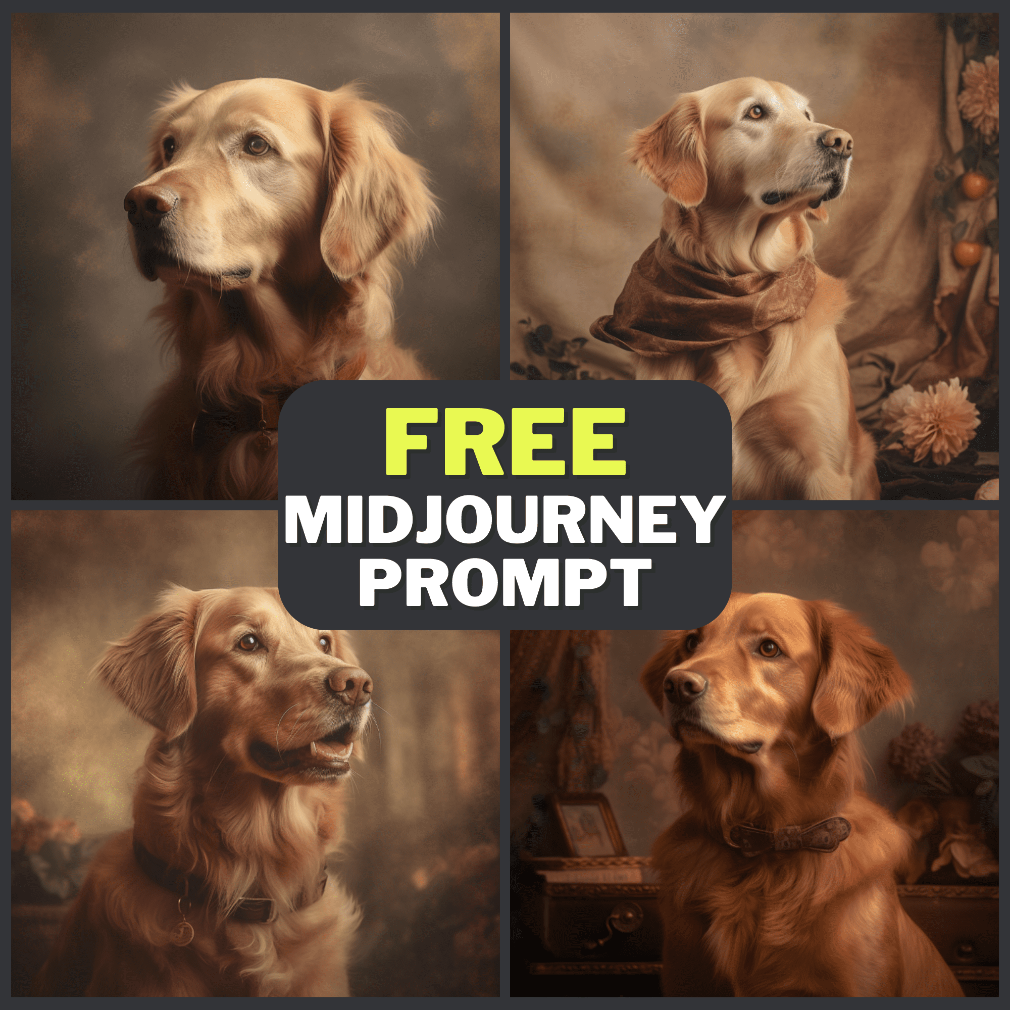 Vintage Dog Portrait Free Midjourney Prompt