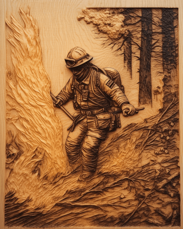 Hero Firefighter Pyrography Free Midjourney Prompt 2