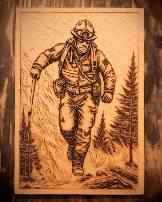 Hero Firefighter Pyrography Free Midjourney Prompt 4