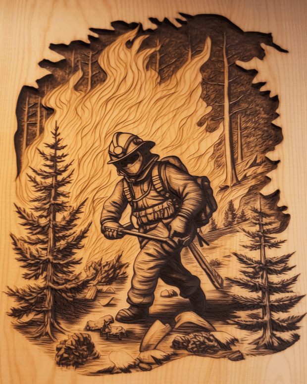 Hero Firefighter Pyrography Free Midjourney Prompt 6