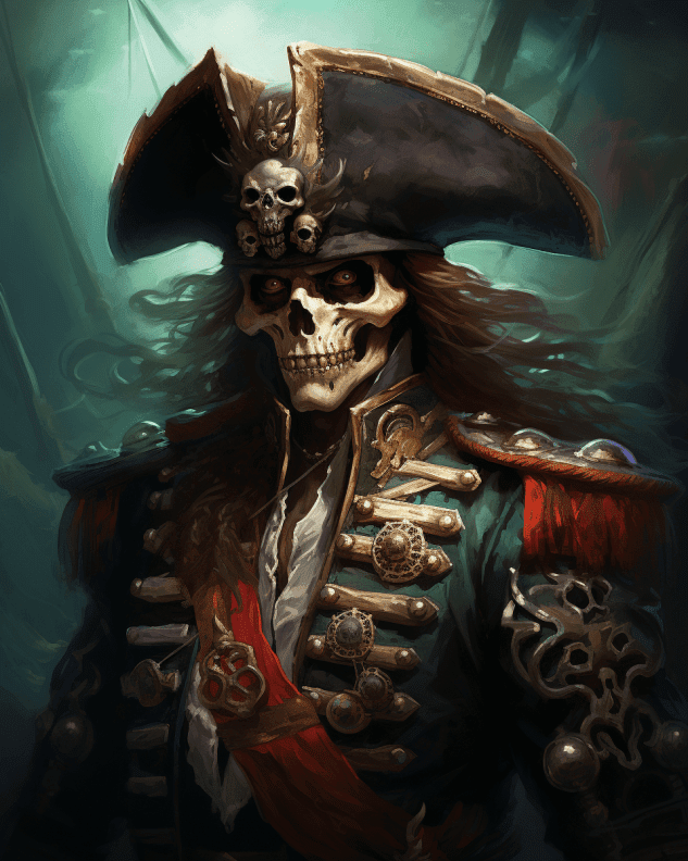 Skeleton Pirate Digital Painting Free Midjourney Prompt