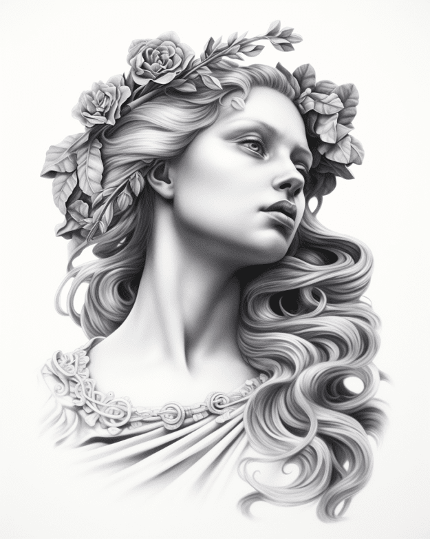tattoo sketch of beautiful model as aphrodite greek | Stable Diffusion