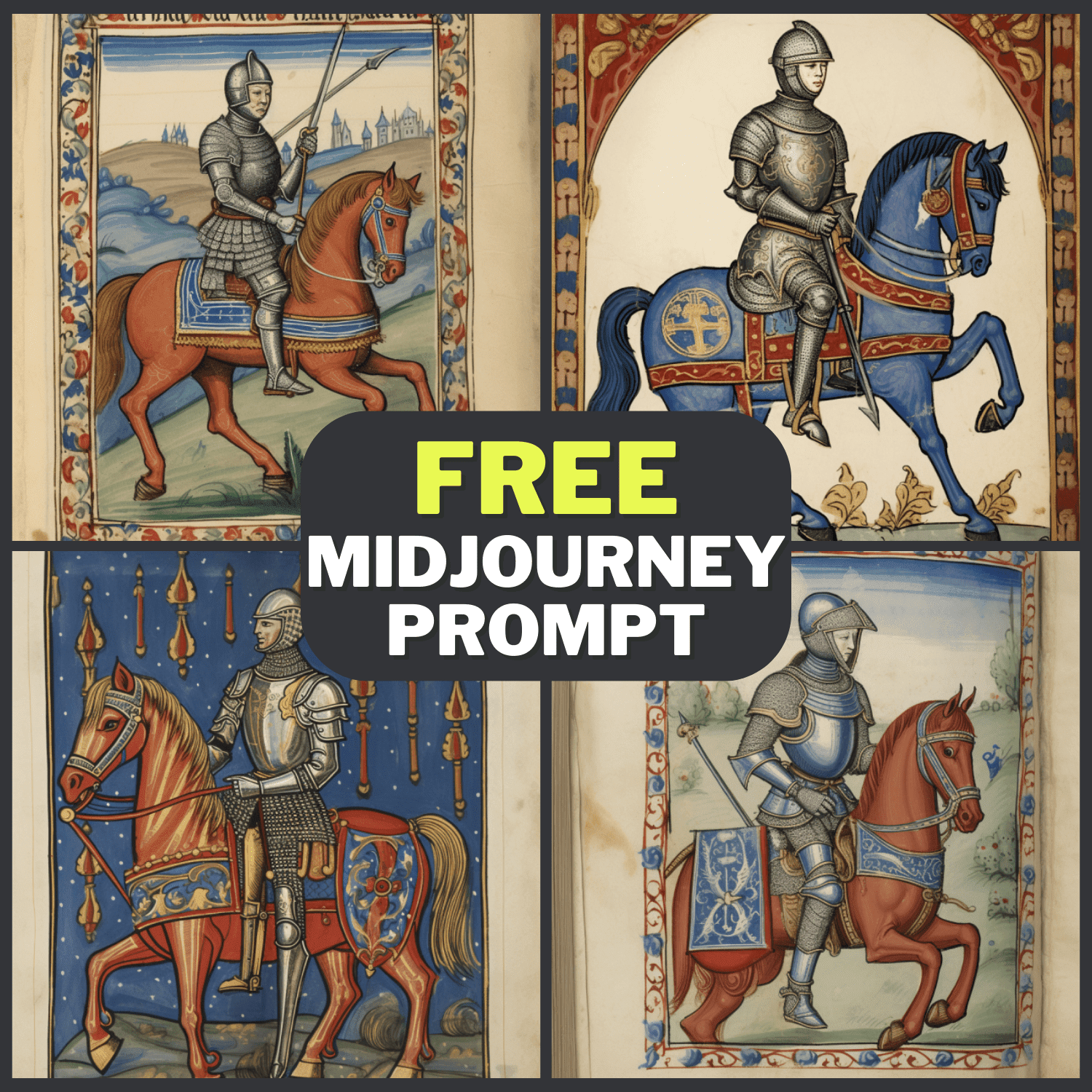 Knight In Shiny Armour Illuminated Manuscript Free Midjourney Prompt 1