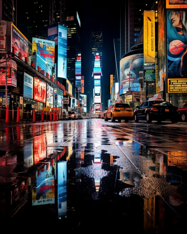 New York City Times Square At Night Free Midjourney Prompt