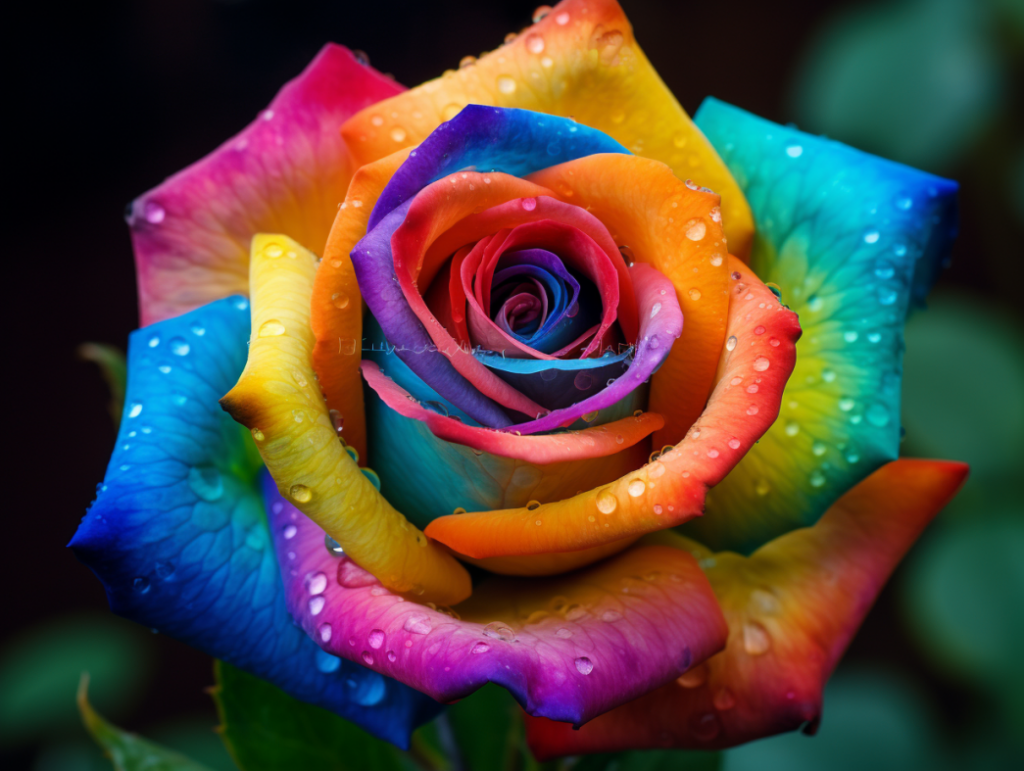 Rose With Rainbow Petals Free Midjourney Prompt
