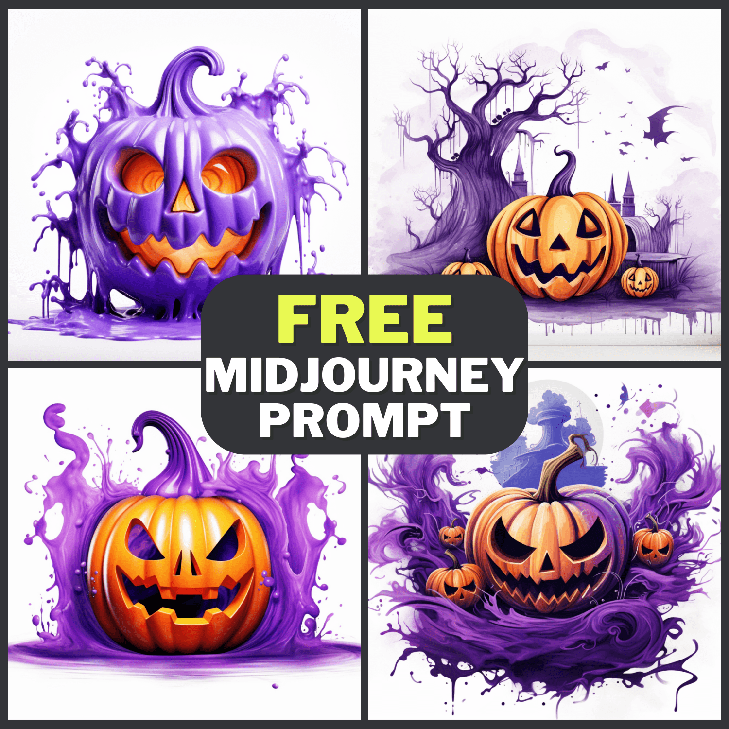3D Halloween Pumpkin Waterpaint Free Midjourney Prompt 1