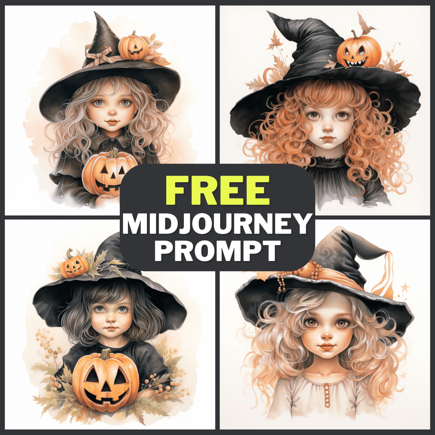 Cute Pastel Halloween Witch Girl Free Midjourney Prompt 1