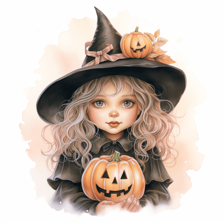 Cute Pastel Halloween Witch Girl Free Midjourney Prompt