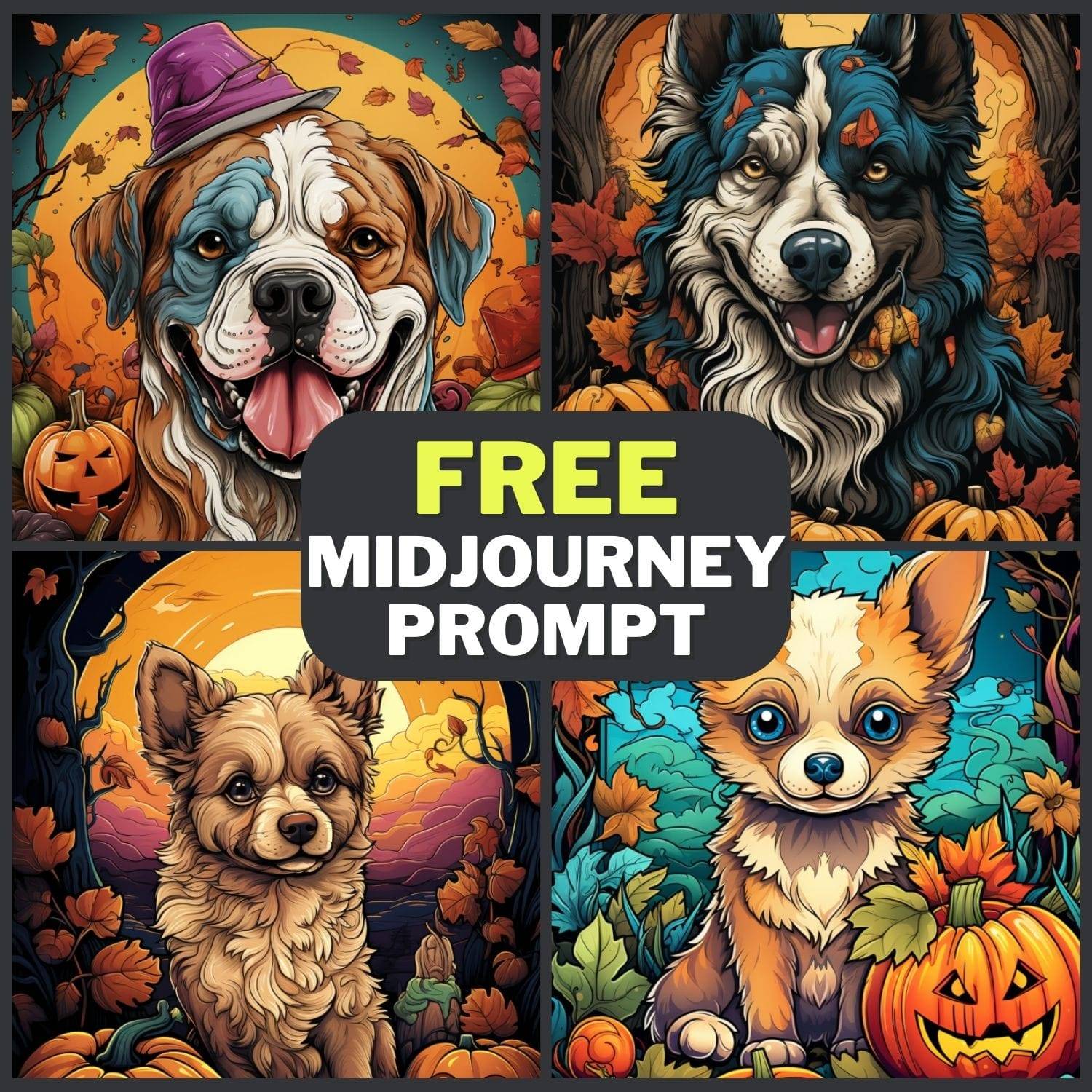 Halloween Dog Illustration Free Midjourney Prompt 1