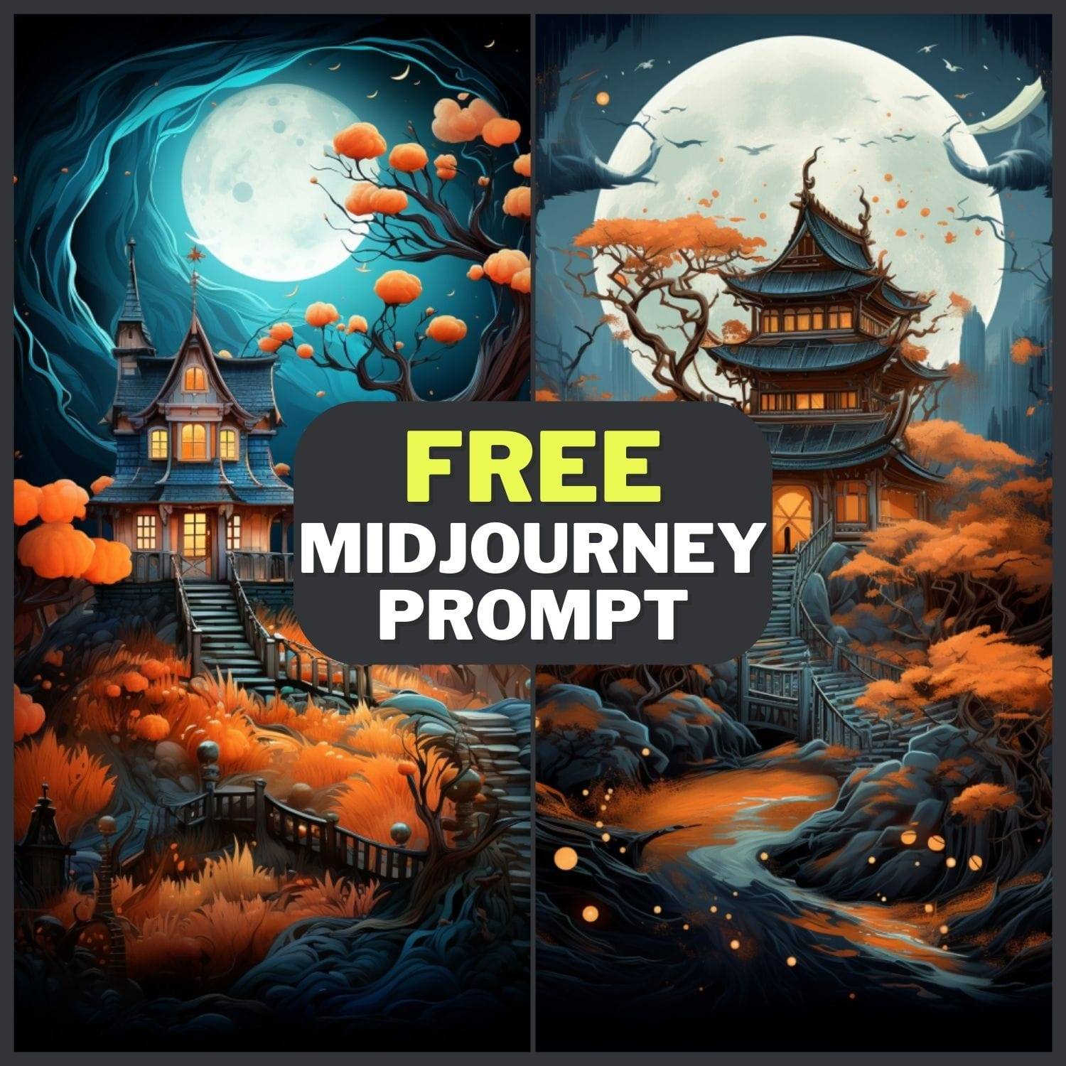 Halloween Japanese Landscape Free Midjourney Prompt 1