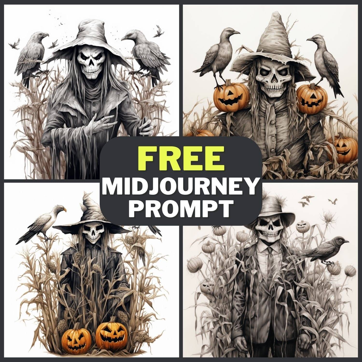 Scarecrow With Pumpkins Halloween Free Midjourney Prompt 1