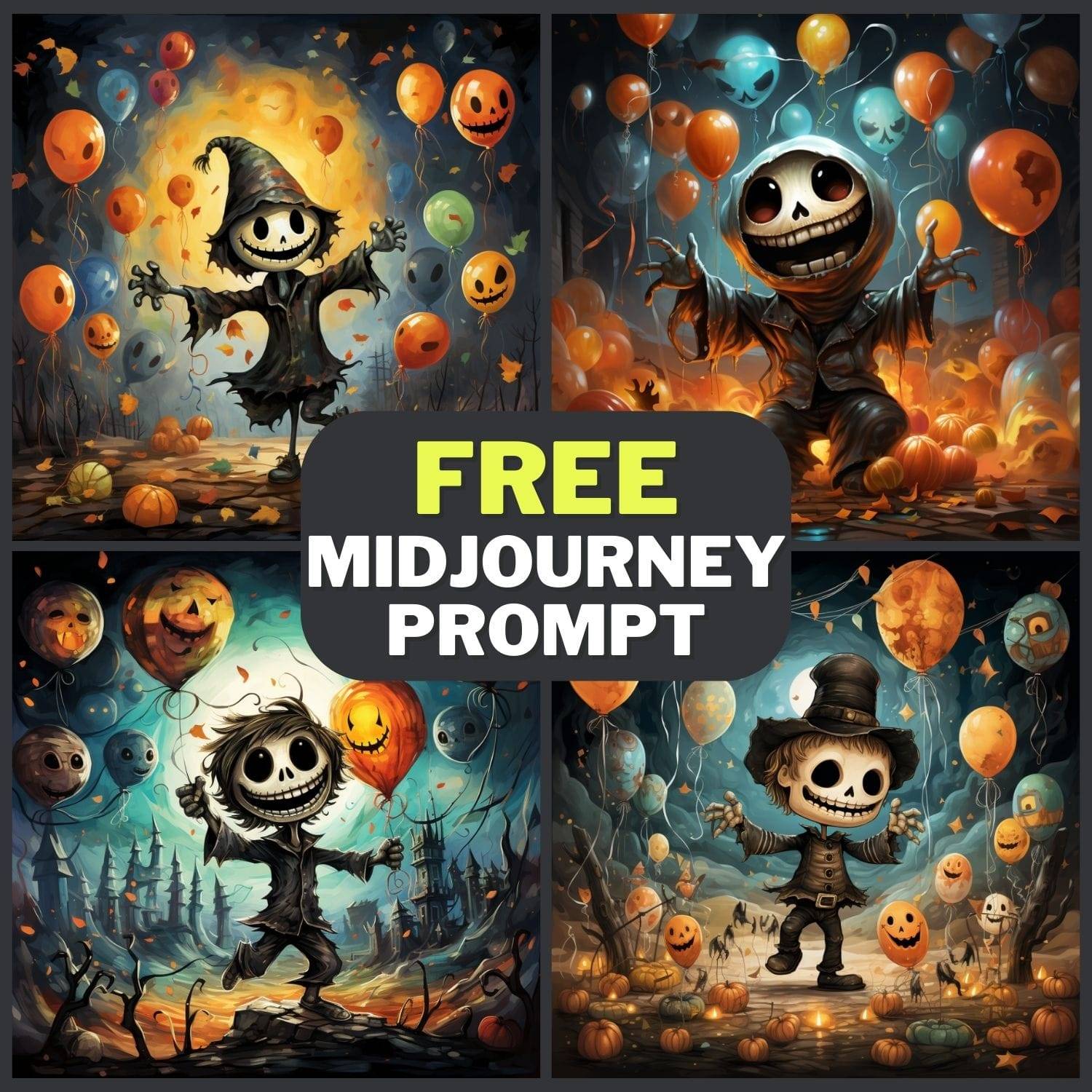 Whimsical Funny Skeleton Ghost Free Midjourney Prompt 1