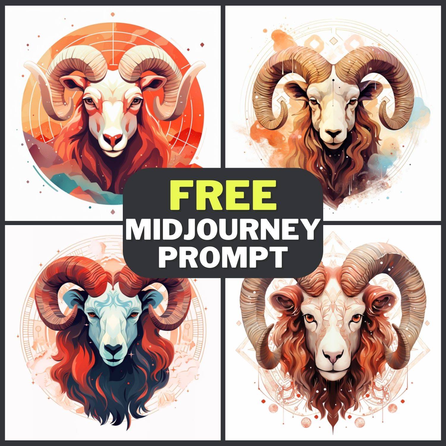 Aries Zodiac Sign Horoscope Illustration Free Midjourney Prompt 1