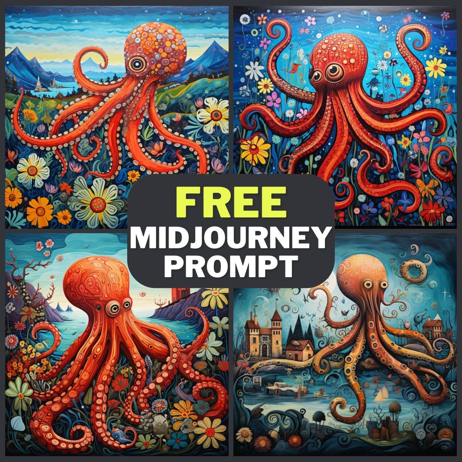 Octopus Naive Art Free Midjourney Prompt 1